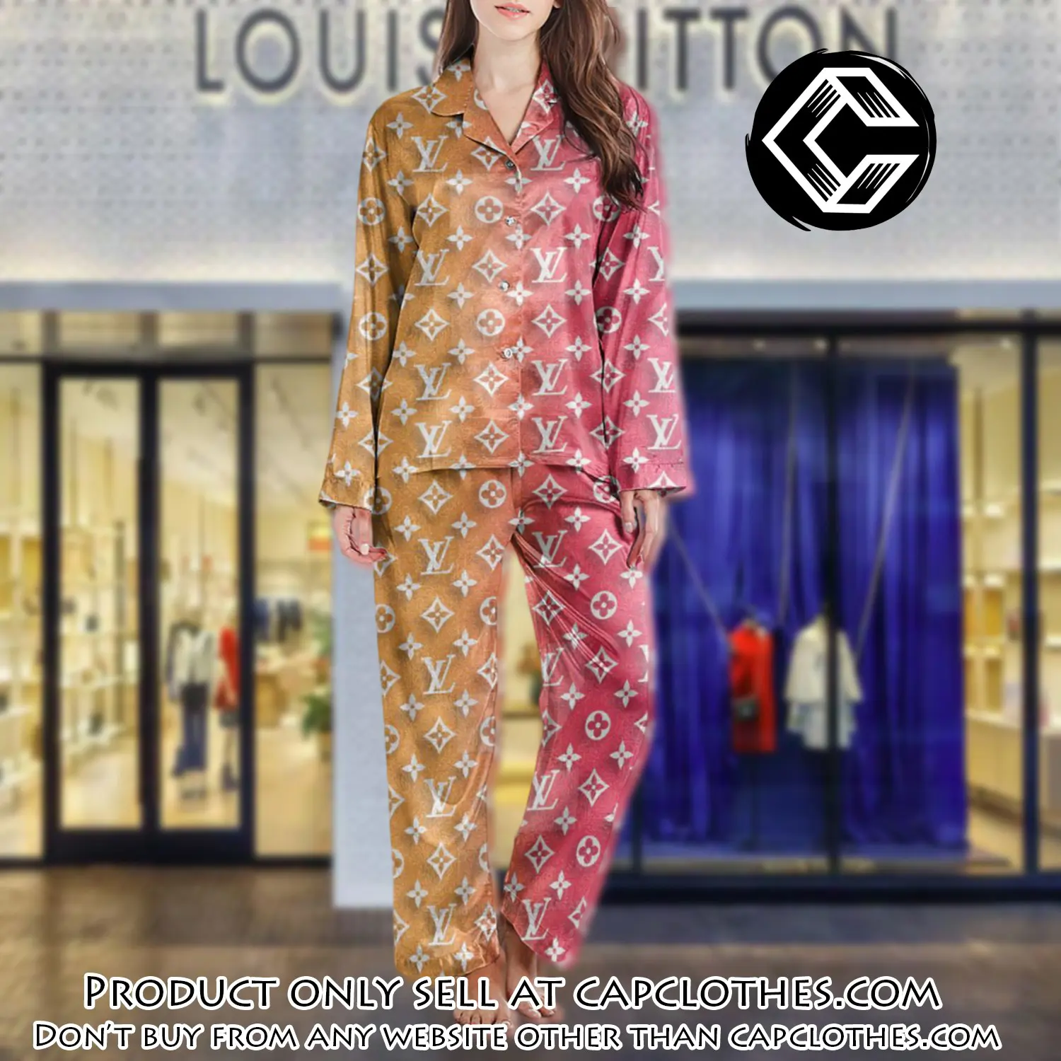 Lv monogram long satin pajama set pjs1009 cc1743721